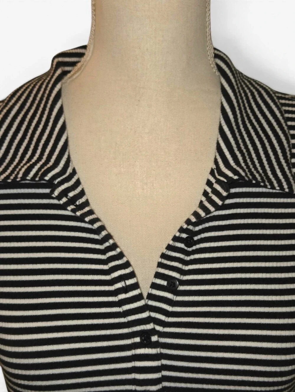 J.Crew Women's Short-Sleeve Henley Polo in Striped Vintage Rib. I